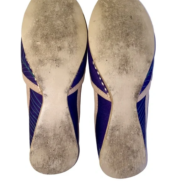 Fuchsia Artisan Made Peacock Print Flats Women’s Size 9 - Picture 10 of 16